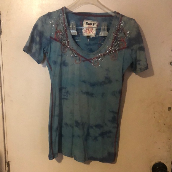 Roar Women's Blue Tie-Dye Top - Picture 1 of 1